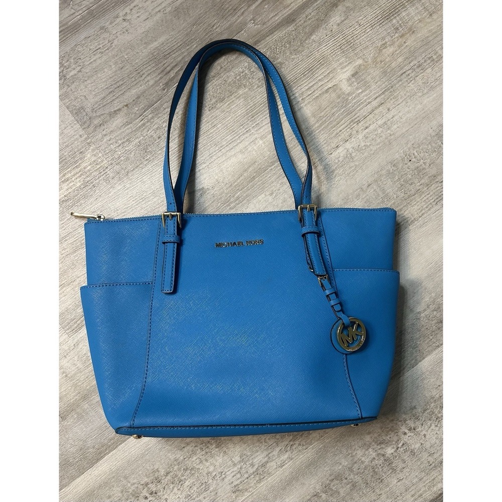 Michael Kors Jet Set East West Tote Electric Blue Saffiano Leather